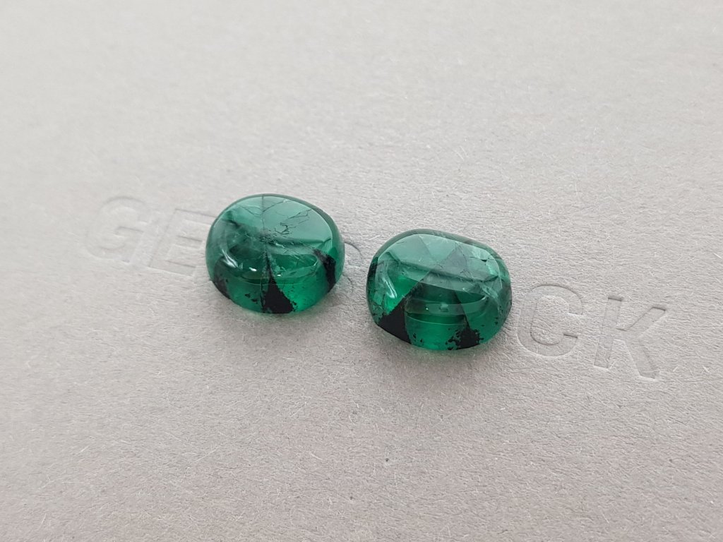 Colombian Vivid Green trapiche emeralds in cabochon cut 11.38 ct Image №3