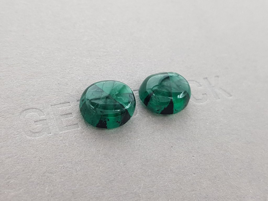 Colombian Vivid Green trapiche emeralds in cabochon cut 11.38 ct Image №4