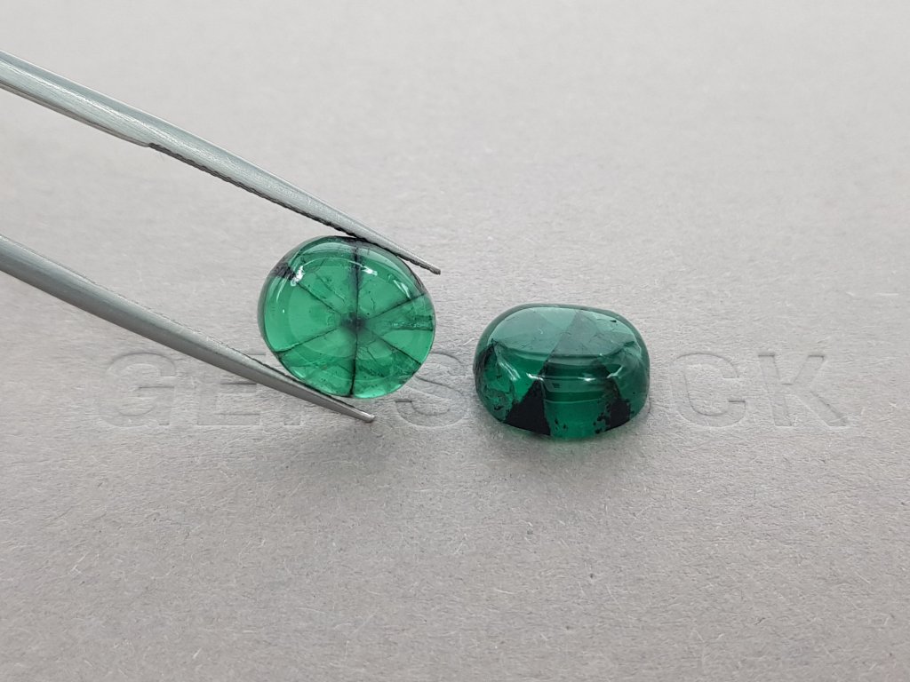 Colombian Vivid Green trapiche emeralds in cabochon cut 11.38 ct Image №5