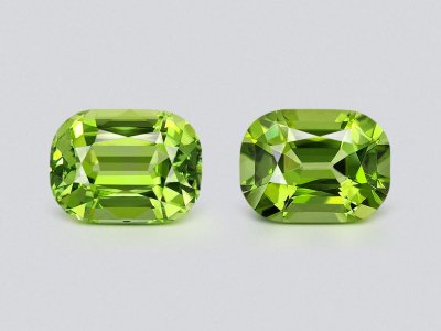 Pair of large cushion-cut peridots 31.45 carats, Mozambique photo
