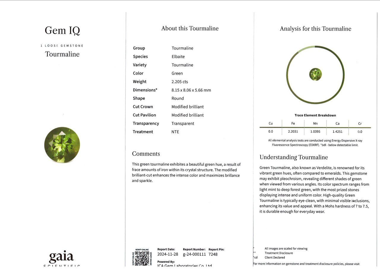 Green tourmaline in round cut 2.21 carats, Africa Image №6