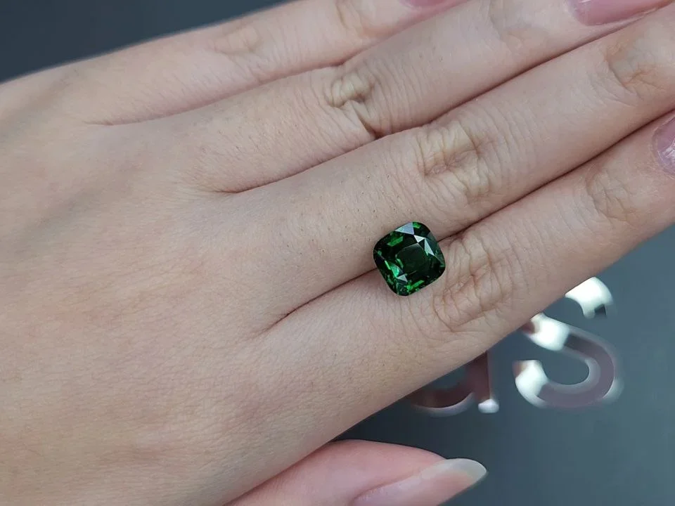 Deep green tsavorite garnet in cushion cut 3.00 carats, Tanzania  Image №2