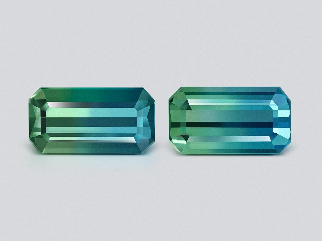 Pair of tourmalines Bi-color octagon cut 3.99 carats, Afghanistan Image №1