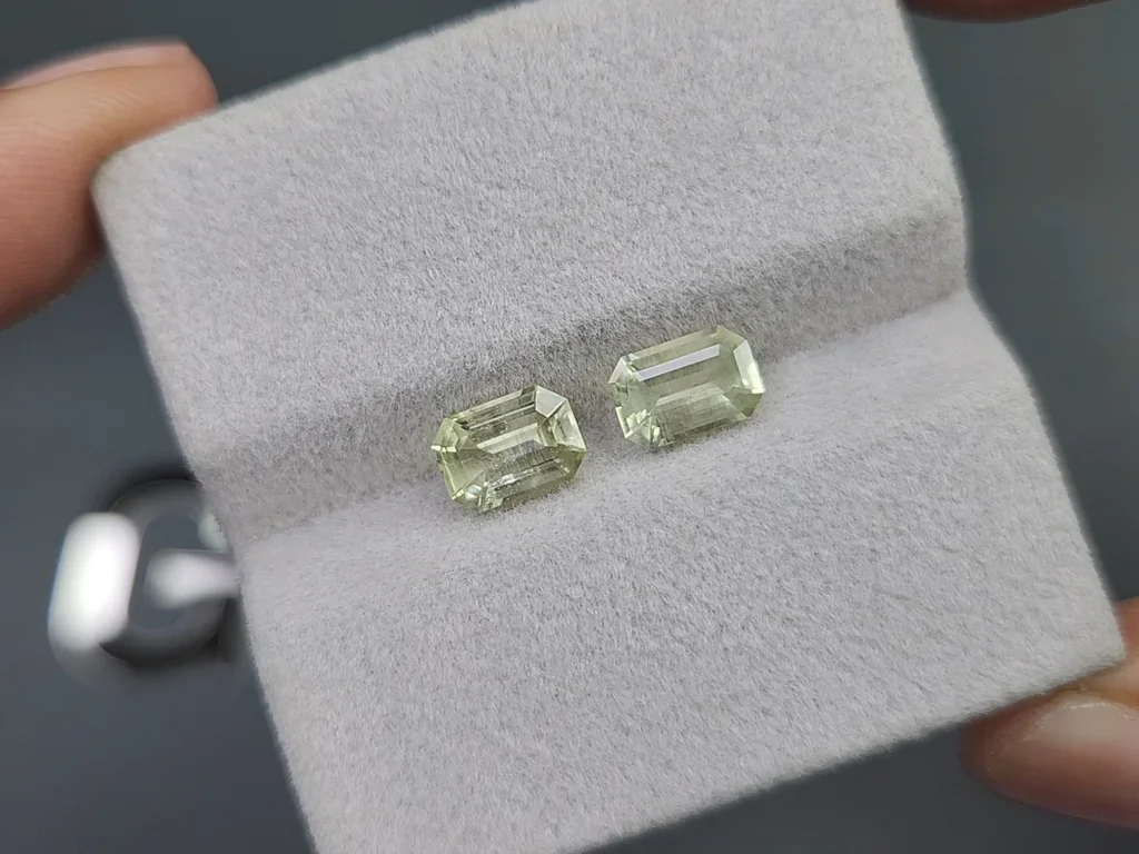 Pair of prasiolite (Green Quartz) precision cut octagon 1.74 carats, Africa Image №4