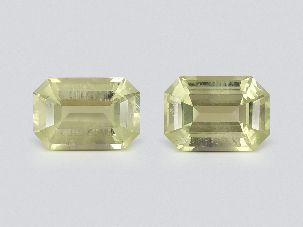 Pair of prasiolite (Green Quartz) precision cut octagon 1.74 carats, Africa Image №1
