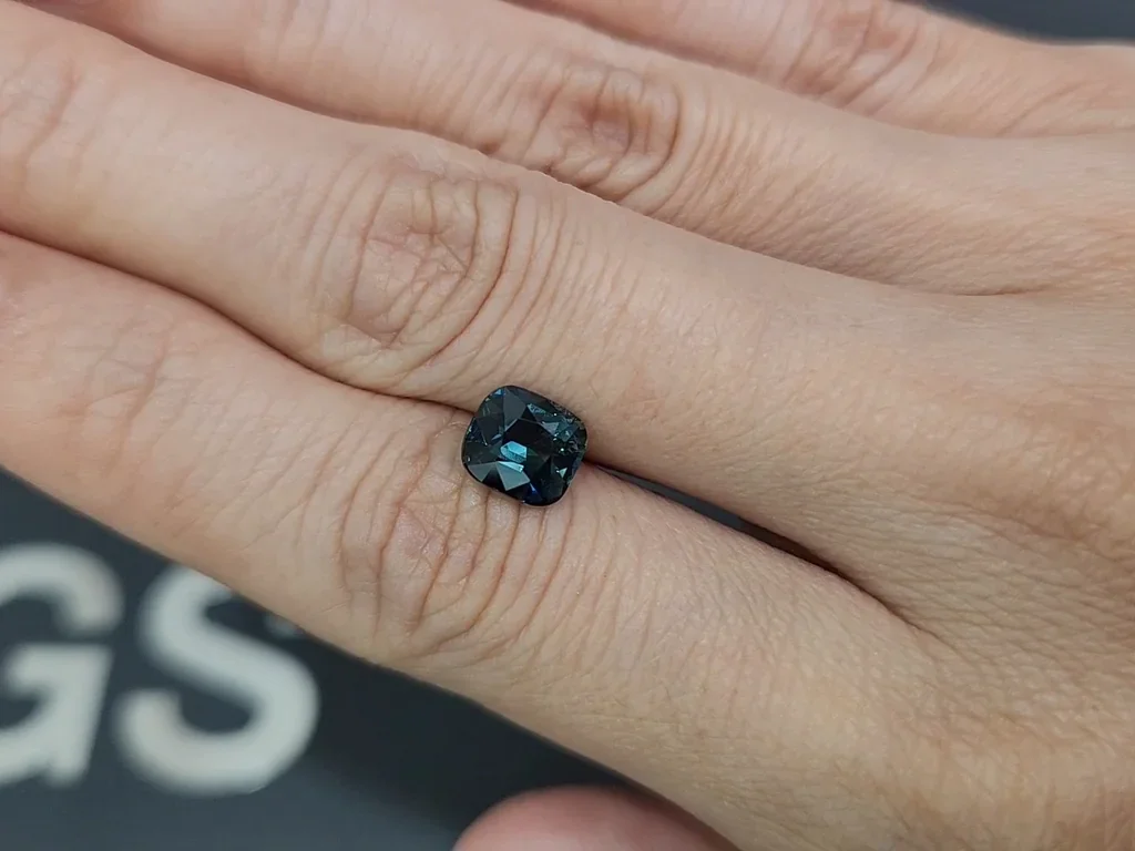 Unheated Teal sapphire cushion cut 2.04 carats, Sri Lanka Image №2