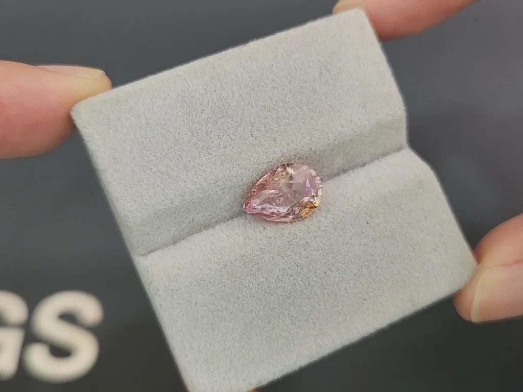 Unheated sapphire Padparadscha pear cut 3.54 carats, Sri Lanka Image №4