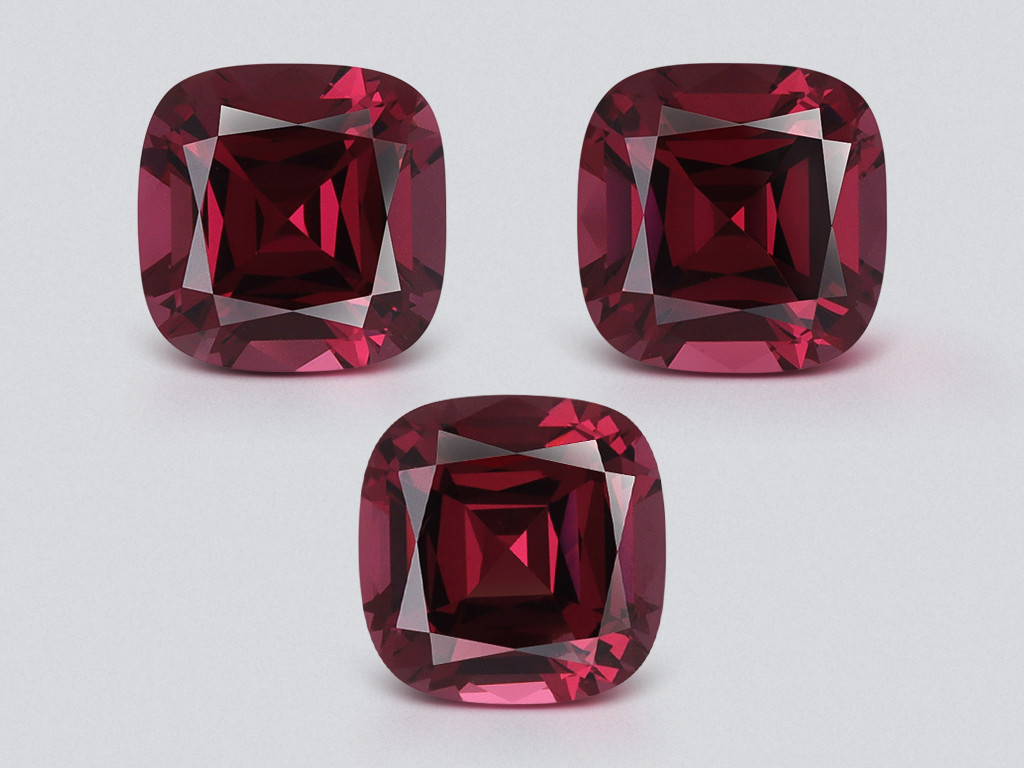 Set of garnets rhodolite cushion cut 8.20 carats, Madagascar Image №1