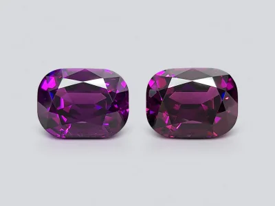 Pair of purple cushion cut garnets 6.68 ct, Malawi photo