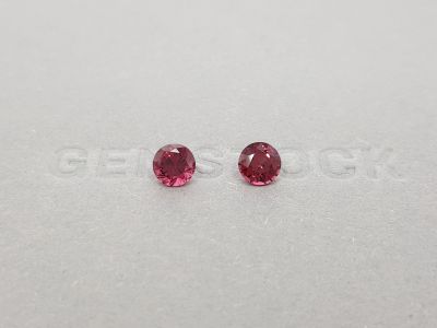 Pair of round cut rhodolite garnets 2.17 carats, Sri Lanka photo