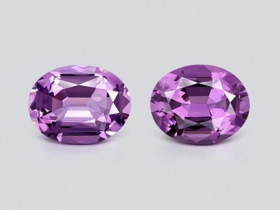 Pair of violet amethysts, oval cut, 14.57 carats, Brazil photo