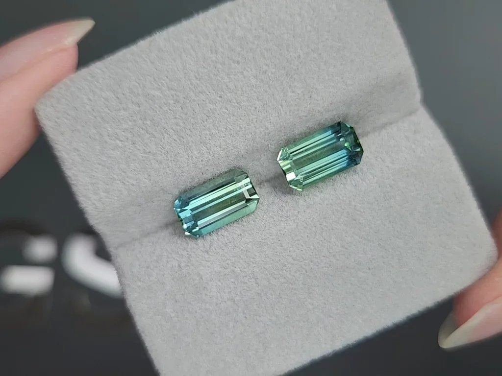 Pair of tourmalines  Bi-color octagon cut 3.71 carats,  Afghanistan Image №4