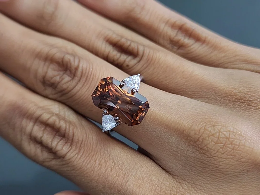 Brown zircon radiant cut 9.80 carats, Tanzania Image №5