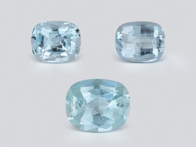 Set of aquamarines cushion cut 2.54 carats, Madagascar photo