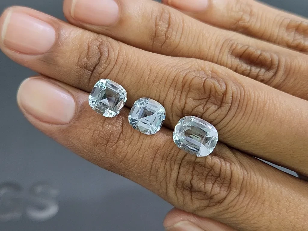 Set of  aquamarines cushion cut 6.77 carats, Madagascar Image №2