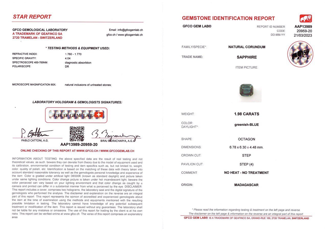 Unheated teal sapphire 1.98 ct, Madagascar Image №5