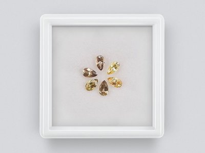 Set of calibrated sapphires 5x3 mm in pear cut 1.29 carats/6 pcs. photo