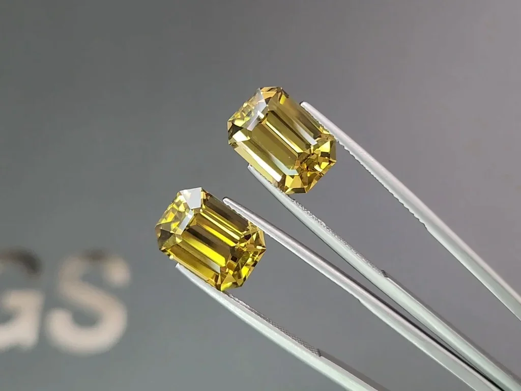 Pair of octagon cut chrysoberyls 16.21 carats, Sri Lanka Image №3