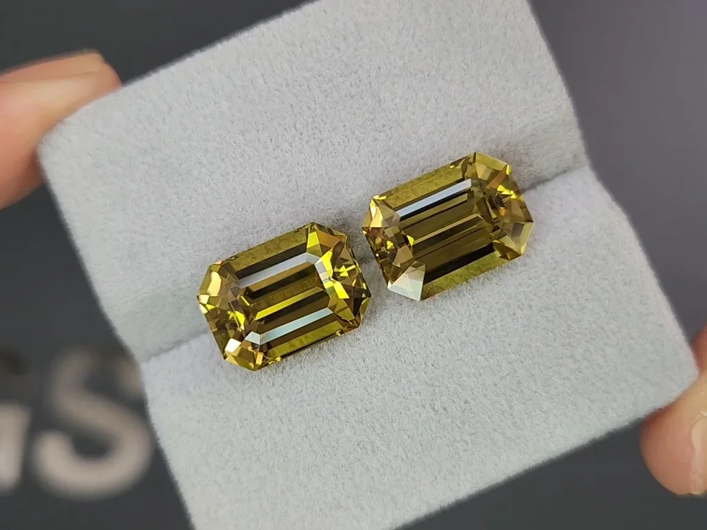 Pair of octagon cut chrysoberyls 16.21 carats, Sri Lanka Image №4