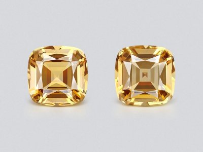 Pair of cushion cut yellow citrines 6.51ct, Africa photo