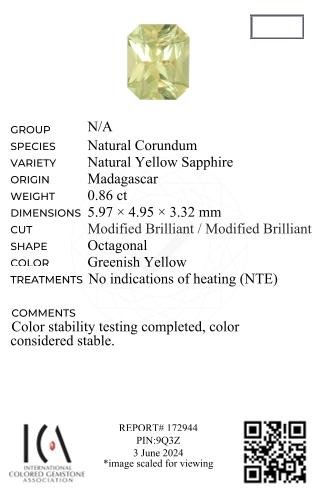 Unheated yellow sapphire radiant cut 0.86ct, Madagascar Image №6