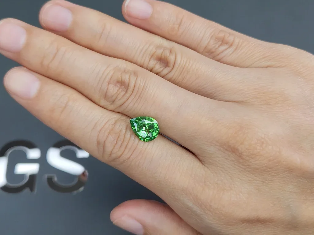 Neon Green tsavorite garnet in pear cut 2.34 carats, Tanzania Image №2