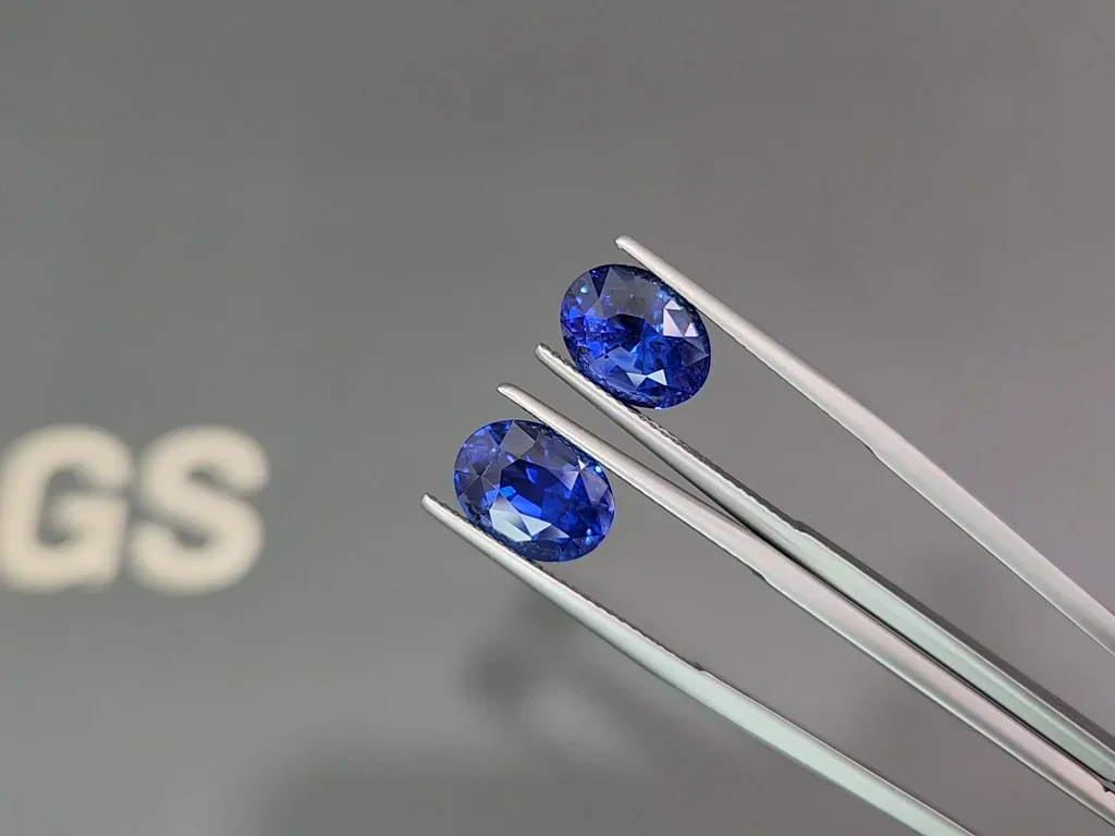 Pair of sapphires Royal Blue cushion cut 9.04 carats, Sri Lanka Image №3