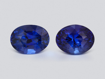 Pair of sapphires Royal Blue cushion cut 9.04 carats, Sri Lanka photo