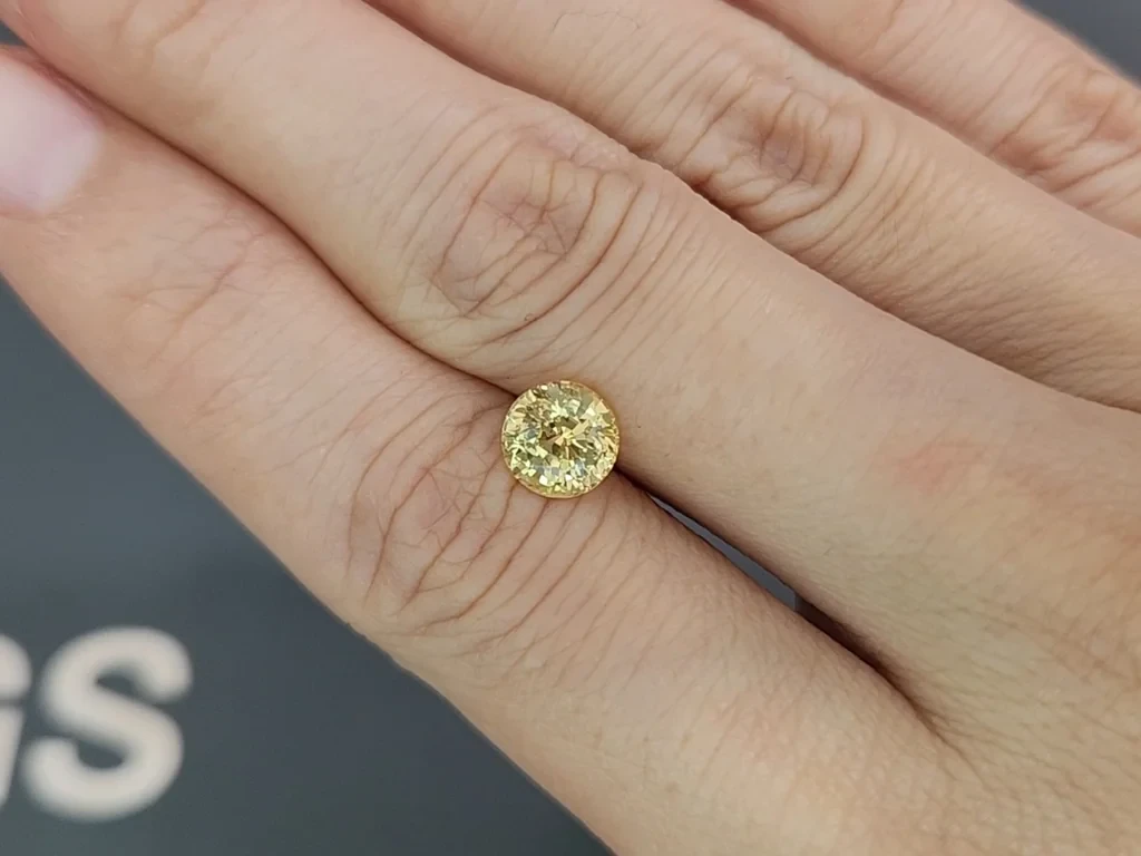 Unheated yellow sapphire round cut 1.99 carats, Sri Lanka Image №2