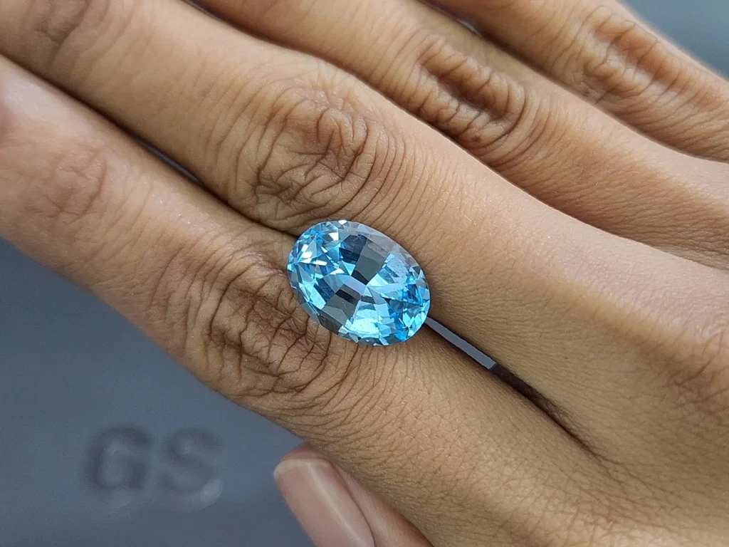 Topaz Sky Blue high precision oval cut 8.27 carats, Madagascar Image №1