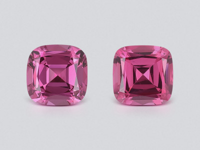Pair of rhodolite garnets cushion cut 1.33 carats, Madagascar photo