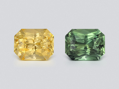 Сontrasting pair of unheated sapphires radiant cut 2.16 carats, Madagascar photo