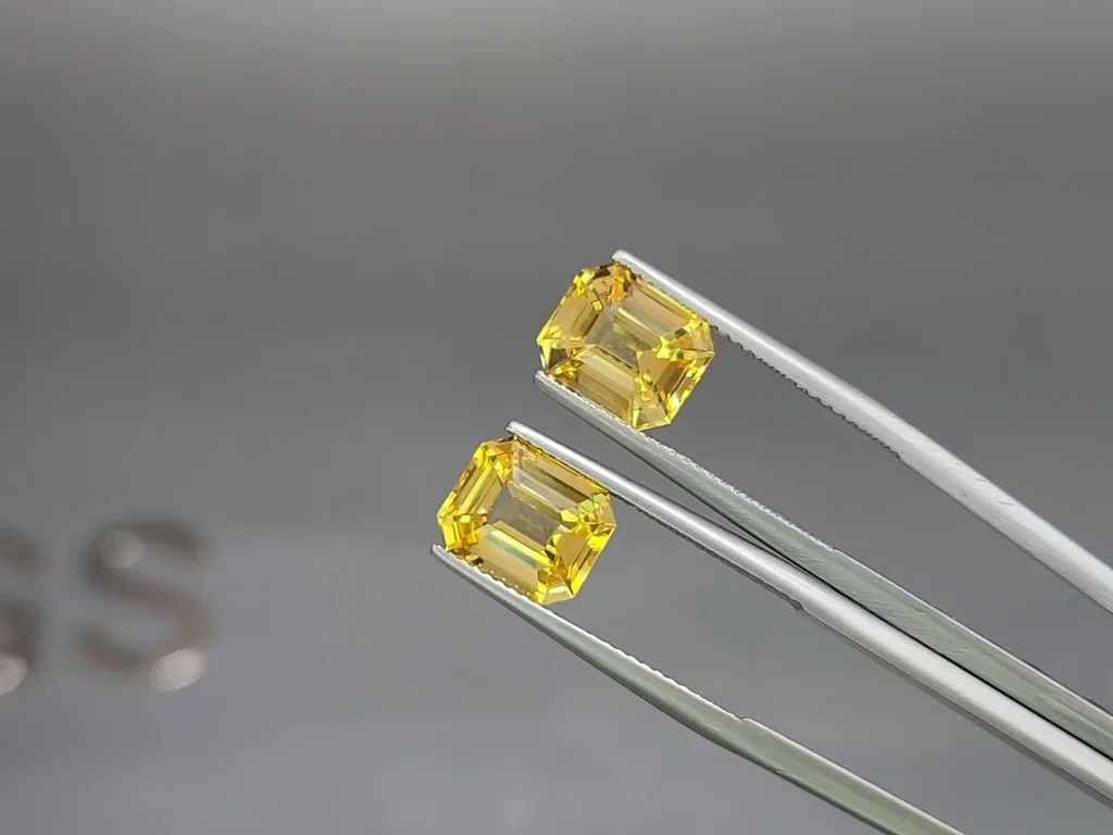 Pair of sapphires Golden Yellow octagon cut 8.14 carats, Sri Lanka Image №3