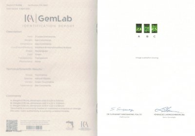 Certificate Verdelite set 2.22 ct, Afghanistan