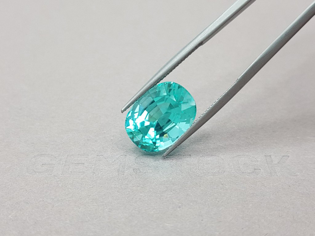 Clear Neon Blue Green Paraiba Oval Cut 8.94 ct Image №4