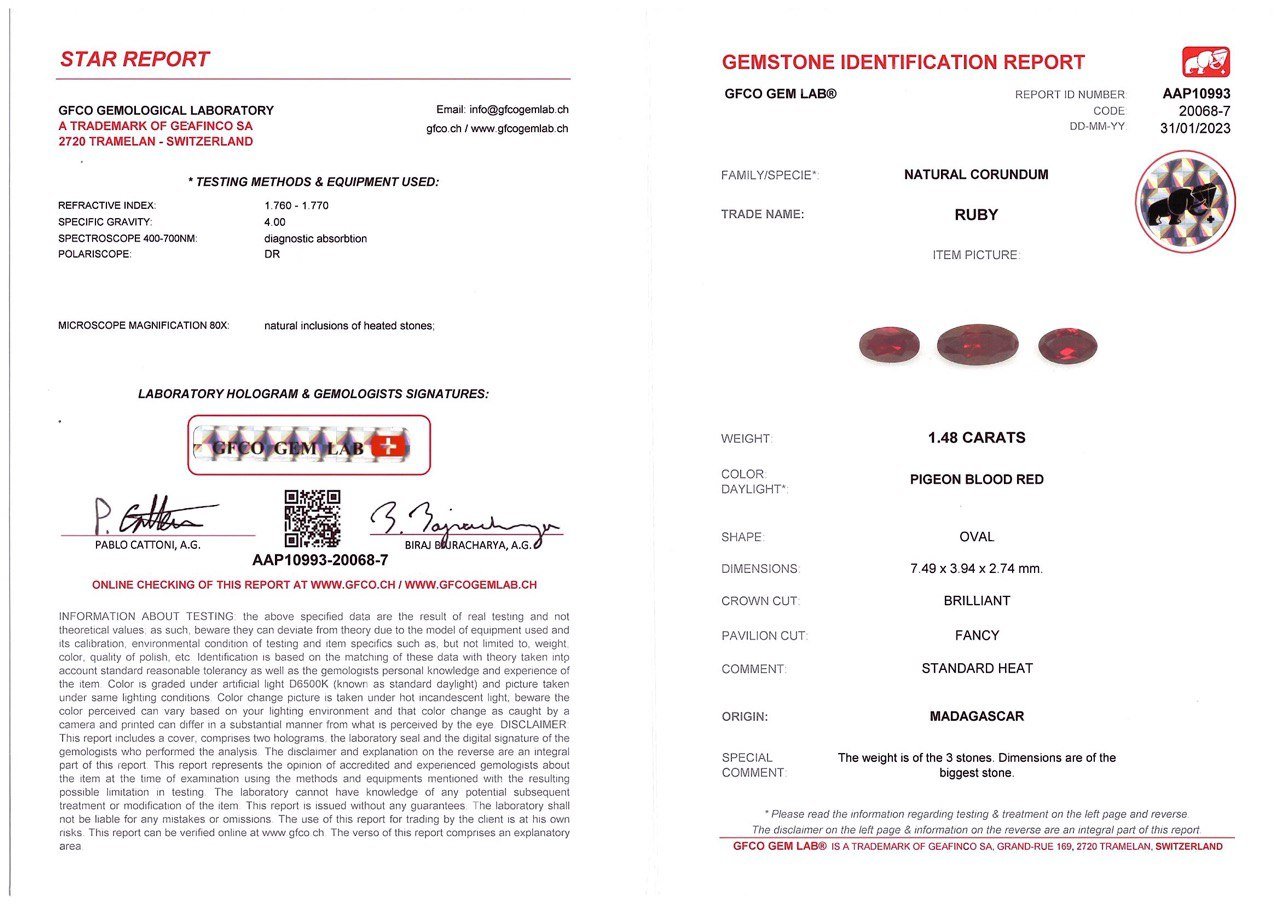 Set of Madagascar pigeon blood red rubies 1.48 ct Image №4
