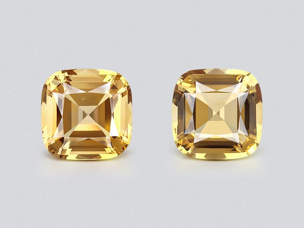 Pair of cushion cut yellow citrines 8.48 carats, Africa Image №1