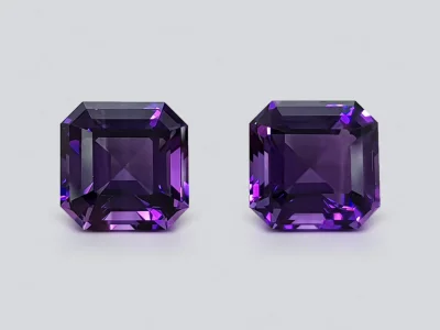 Pair of amethysts in asscher cut 15.75 carats, Brazil photo