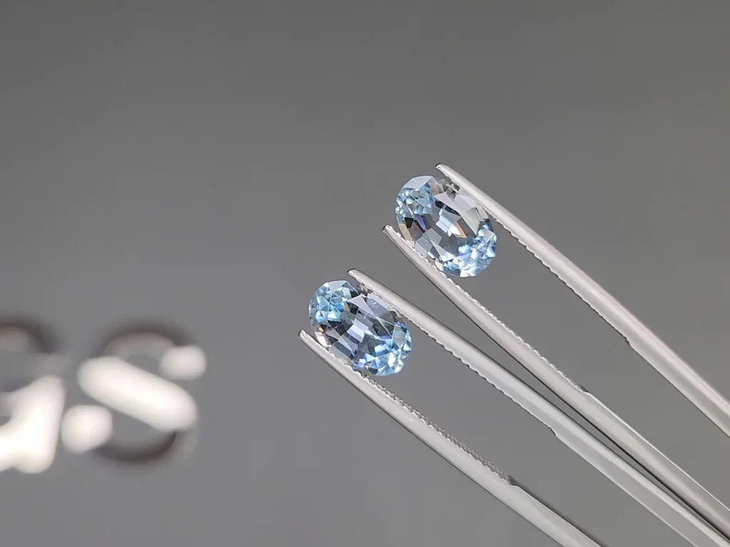 Pair of oval cut aquamarines 3.16 carats, Madagascar  Image №3