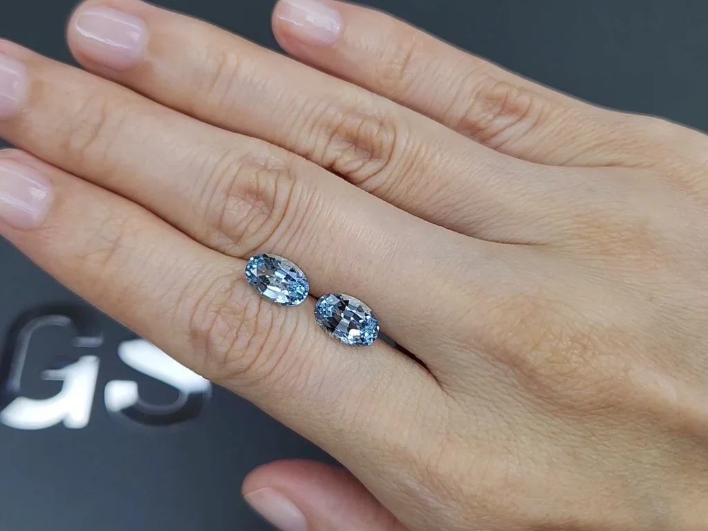 Pair of oval cut aquamarines 3.16 carats, Madagascar  Image №2