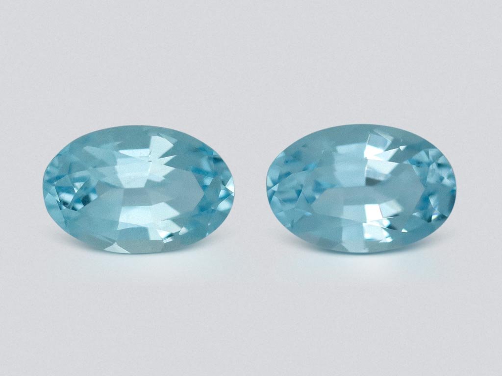 Pair of oval cut aquamarines 3.16 carats, Madagascar  Image №1