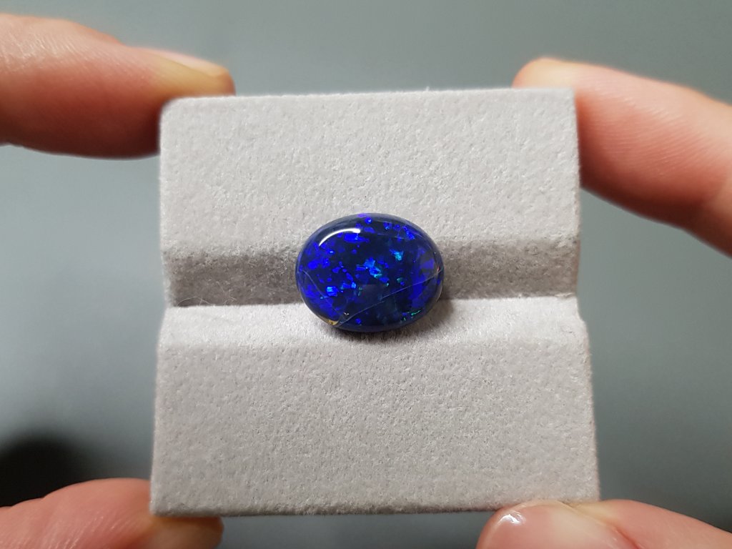 Precious black opal in cabochon cut 5.99 carats, Australia Image №3