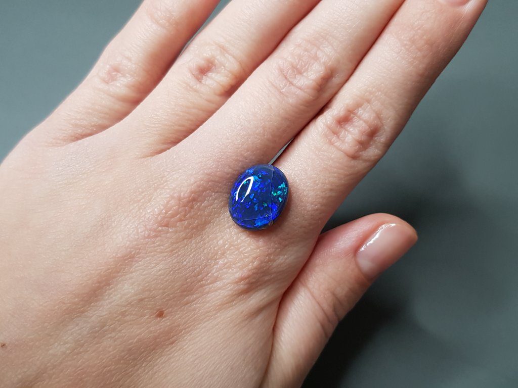 Precious black opal in cabochon cut 5.99 carats, Australia Image №2