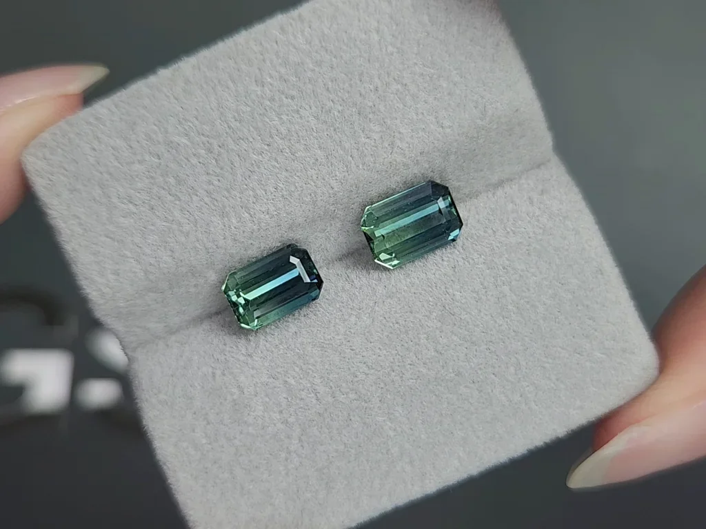 Pair of  tourmalines Bi-color octagon cut 3.05 carats, Afghanistan Image №4