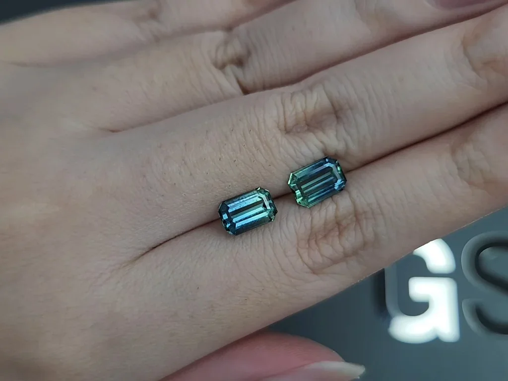 Pair of  tourmalines Bi-color octagon cut 3.05 carats, Afghanistan Image №2