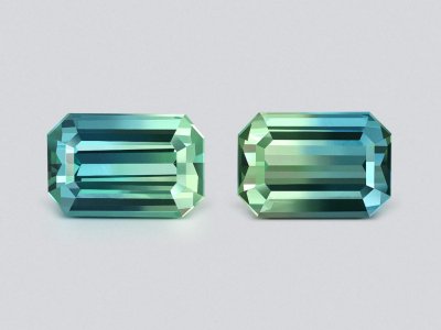 Pair of  tourmalines Bi-color octagon cut 3.05 carats, Afghanistan photo