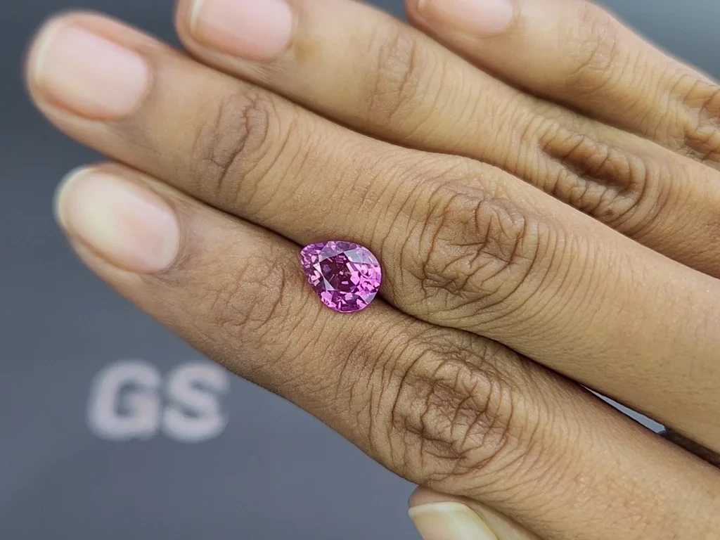 Unheated purple sapphire pear cut  2.53 carats, Madagascar Image №2