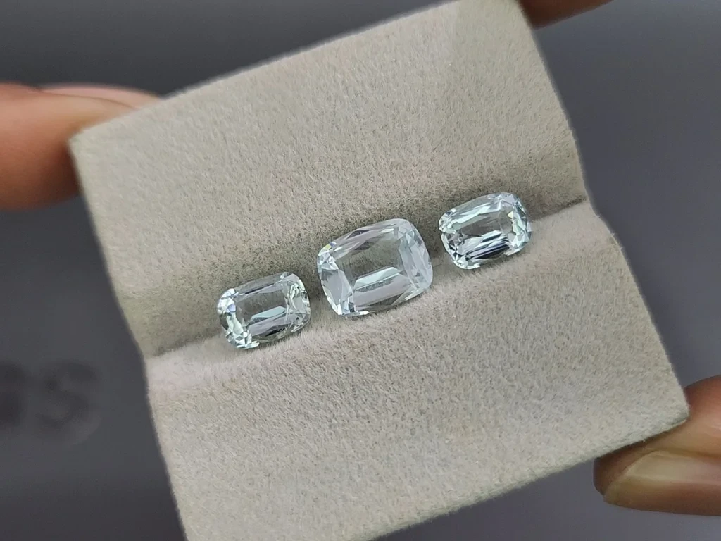 Set of aquamarines cushion cut 3.88 carats, Madagascar Image №5