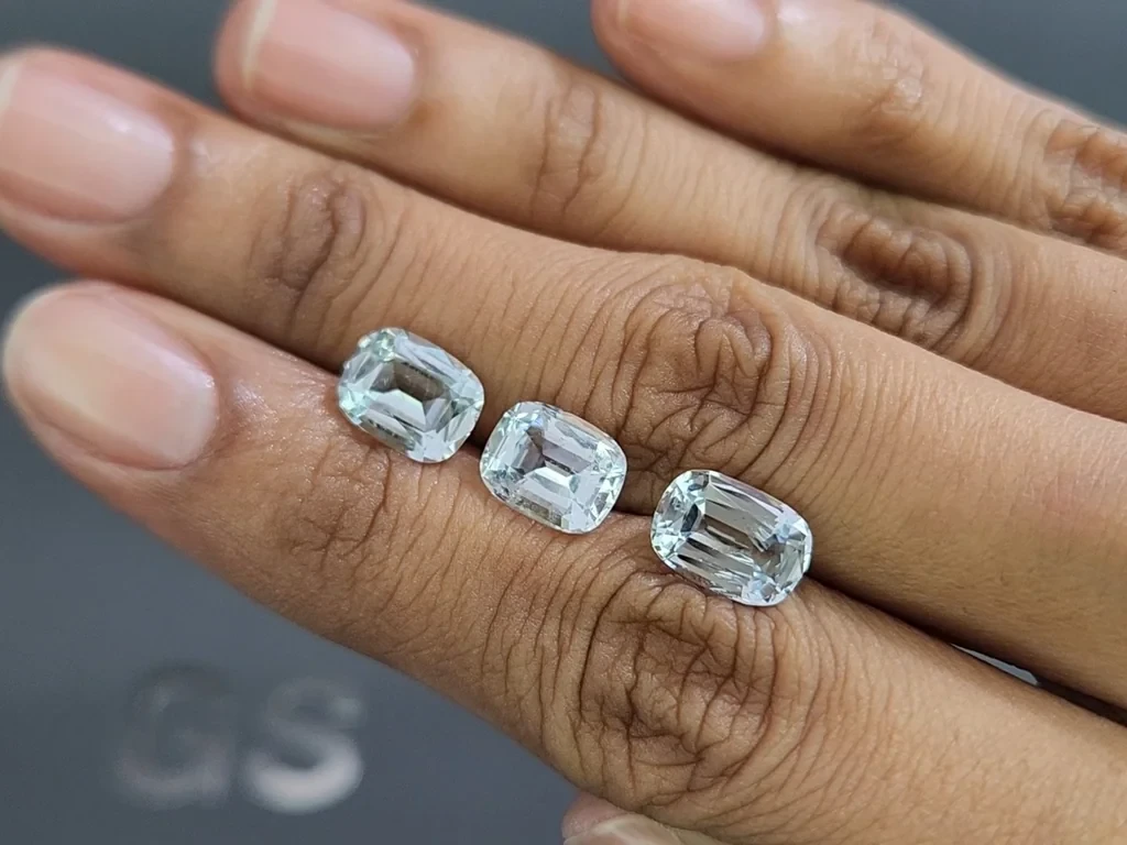 Set of aquamarines cushion cut 6.19 carats, Madagascar Image №2