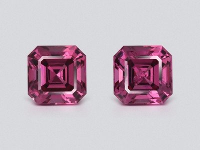 Pair of rhodolite garnets cushion cut 2.91.carats, Madagascar photo